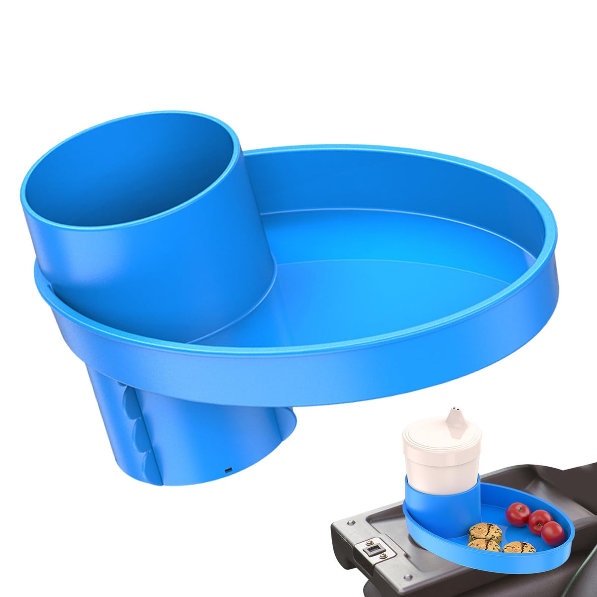 Doefo Car Seat Snack Tray Portable Cup Holder Plate Toddler Car Seat Cup Holder Food Tray with Expandable Base Vehicle Desk Organizer for Snacks for Most Car Seats