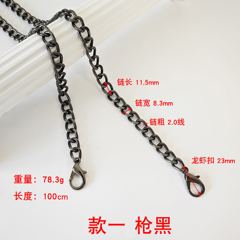 Metal Bag Chain with Woven Shoulder Strap