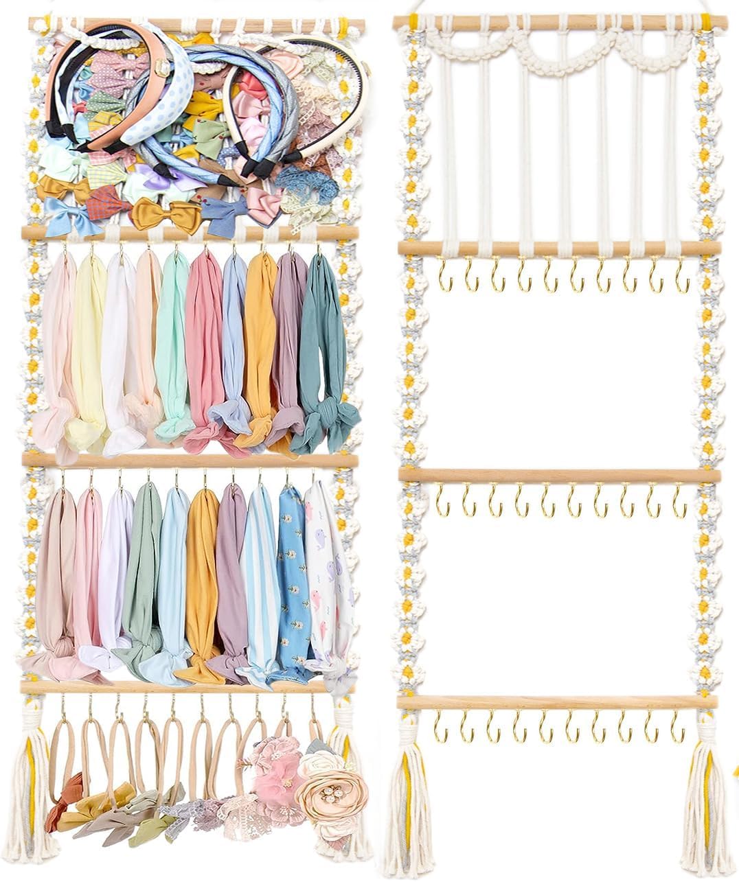 jontell Headband Holder for Girls Hair Bows Organizer for Baby Girls Hair Bows Hanger Headband Storage Hair Accessories Organizer for Baby Girls Bow Hanger Over The Door