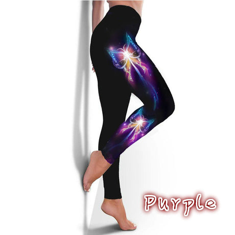 Butterfly Digital Print Yoga Fitness Slim Leggings