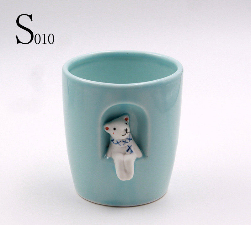 Creative Ceramic Cactus Planter with Animal Design