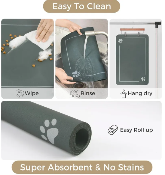 Diatomaceous Pet Feeding Mat - Quick Dry, Anti-Splash