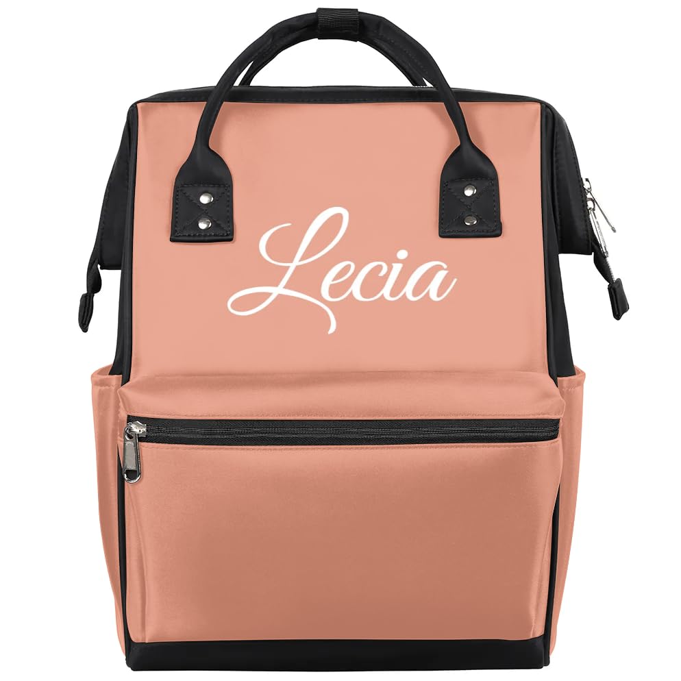 Foerrkelg Custom Baby Diaper-Bags-Backpack for Girls BoysPersonalized Name Maternity Baby Nappy Bag with Pockets Stroller-StrapLarge Capacity Waterproof Back Pack for TravelOrangered