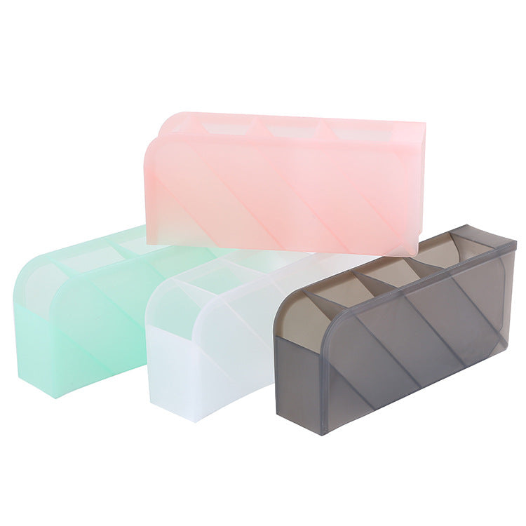 Transparent Multi-Grid Pen Holder for Desk Storage