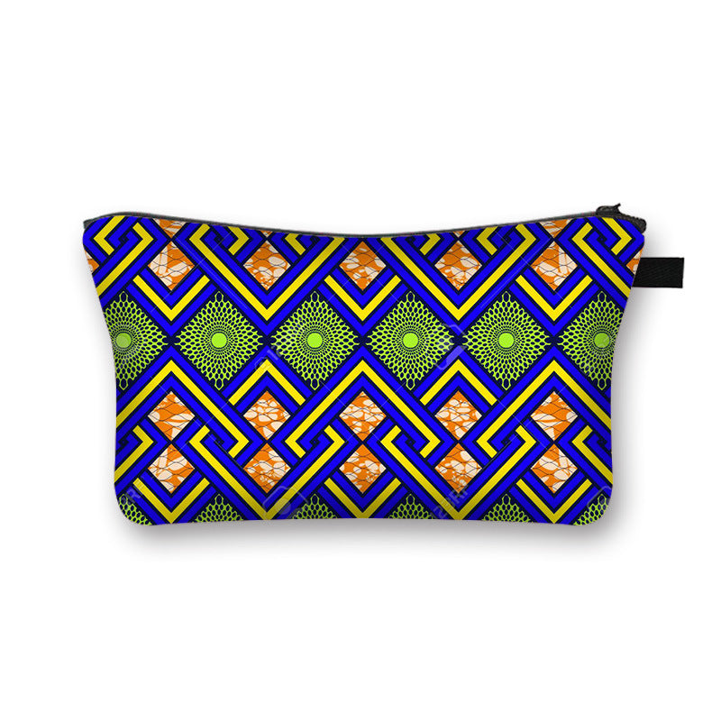 Geometric Print Polyester Cosmetic Bag for Travel