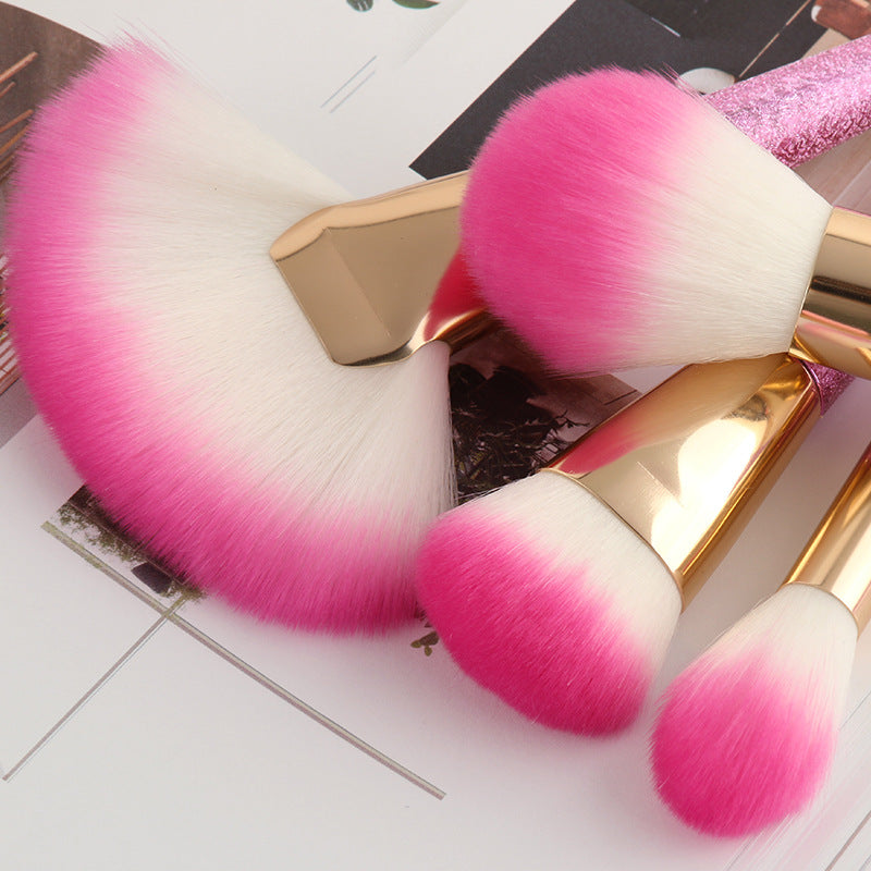 11-Piece 3D Makeup Brush Set with Flowing Sand Design