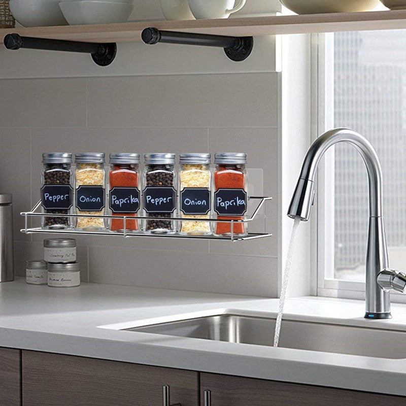 No-Drill Adhesive Bathroom Shelf - Stainless Steel Wall Mount