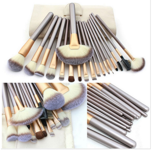 Persian Makeup Brush Set - 12/18/24 Pieces, Champagne Handles