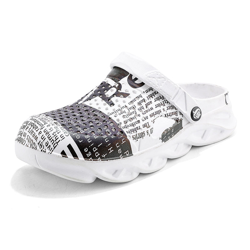 Men's Outdoor Graffiti Beach Slippers with Large Holes