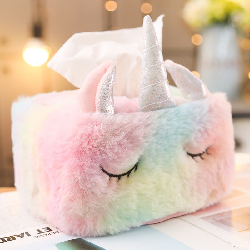 Unicorn Tissue Box Cover - Pink Plush Home Decor
