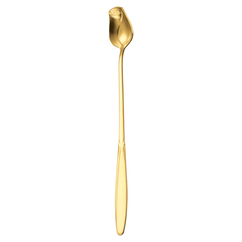Creative Rose Stainless Steel Long Handle Coffee Spoon