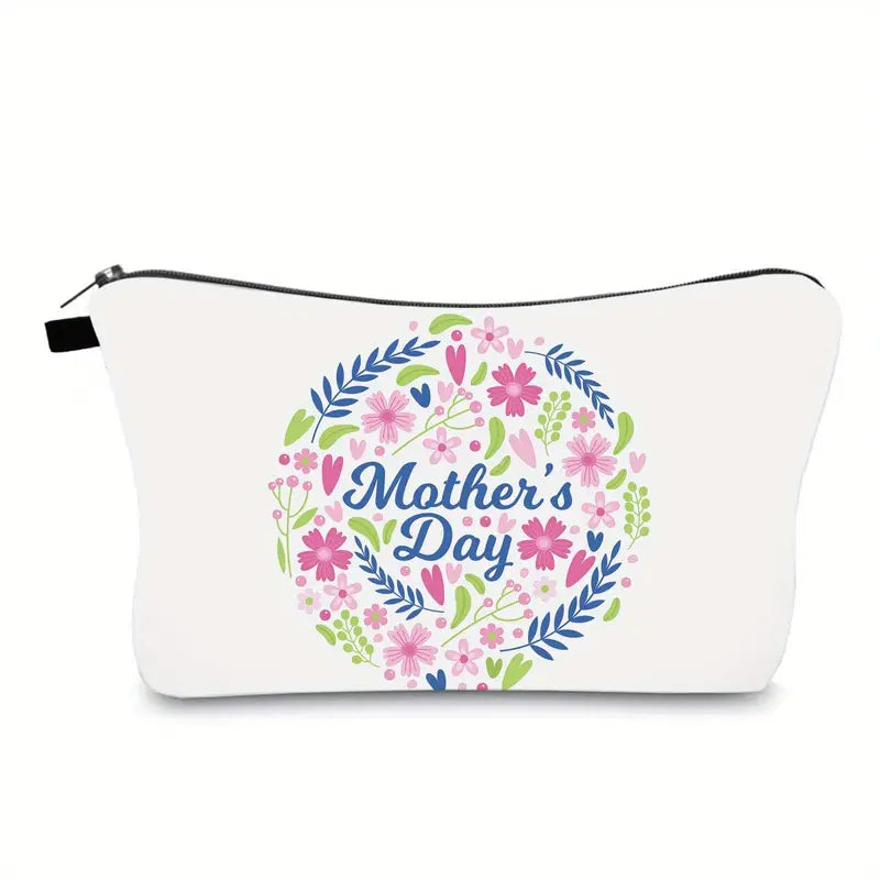 Mother's Day Floral Cosmetic Bag with Zipper Organizer