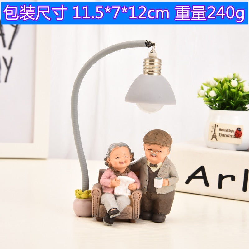 Creative Elderly Couple Figurine for Home Decor Gift
