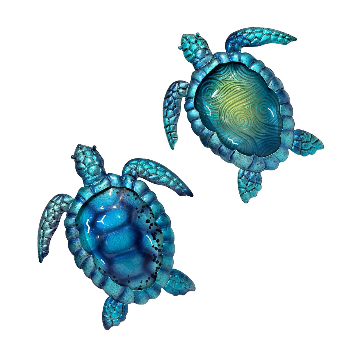 LIFFY Metal Turtle Wall Art Decor Ocean Wall Hanging Coastal Wall Sculptures Beach Theme Wall Decoration for Indoor Outdoor Bathroom Beach Garden Pool (10" 2 pcs)