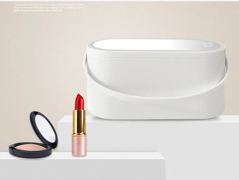 Portable LED Makeup Mirror & Travel Organizer Box