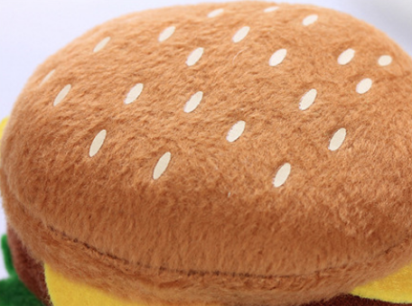 Cute Plush Hamburger Pet Toy
