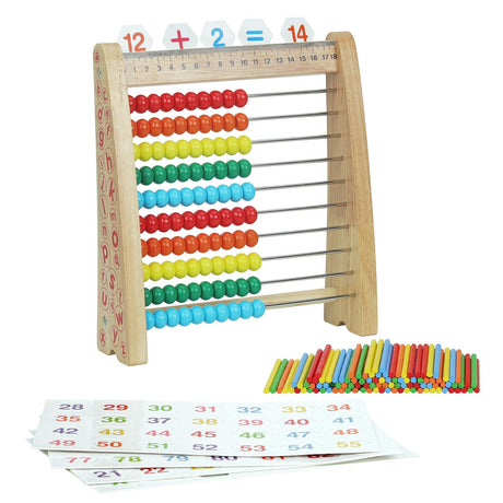 AISHUN Abacus Toys for Kids Math Toy with Number Cards 1-100 Counting SticksRulerAlphabetsColorful Educational Learning Toys for Homeschool SuppliesCounting Skills for 3+ Years Old