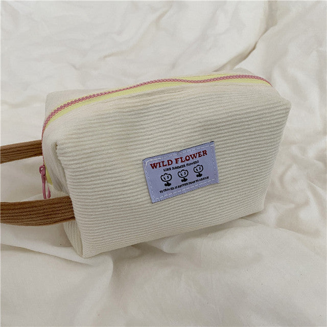 Korean Corduroy Travel Cosmetic and Makeup Organizer Bag