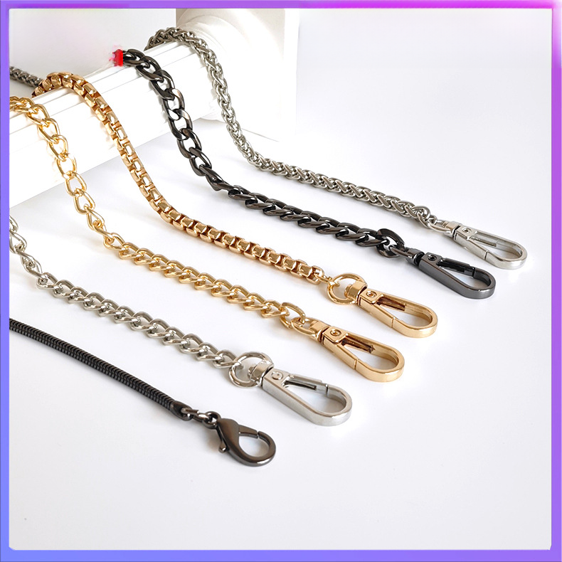 Metal Bag Chain with Woven Shoulder Strap