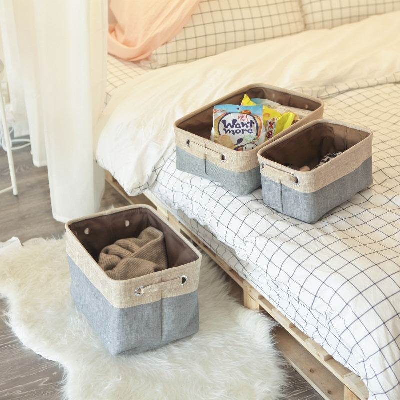 Cotton Linen Desktop Storage Basket for Organizing