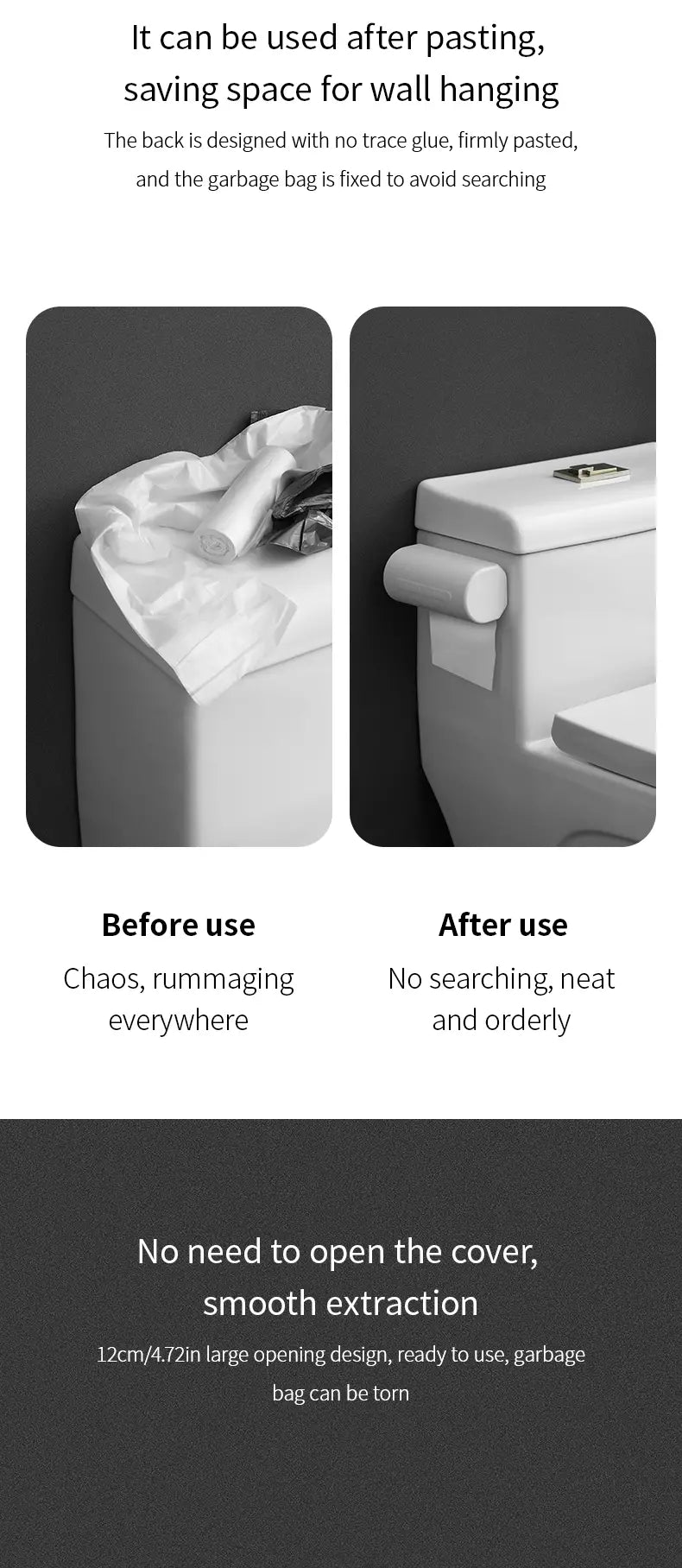 FaSoLa Kitchen Garbage Bag Storage Box - No Punching Needed