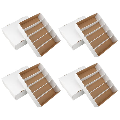 HIMOMO 4 Pack Card Storage Box 3700 Count Trading Card Storage Box White Sports Storage Card Box Organizer Card Sorting Tray Card Sleeve Cases Box for Storing Protecting and Organizing Soccer Cards