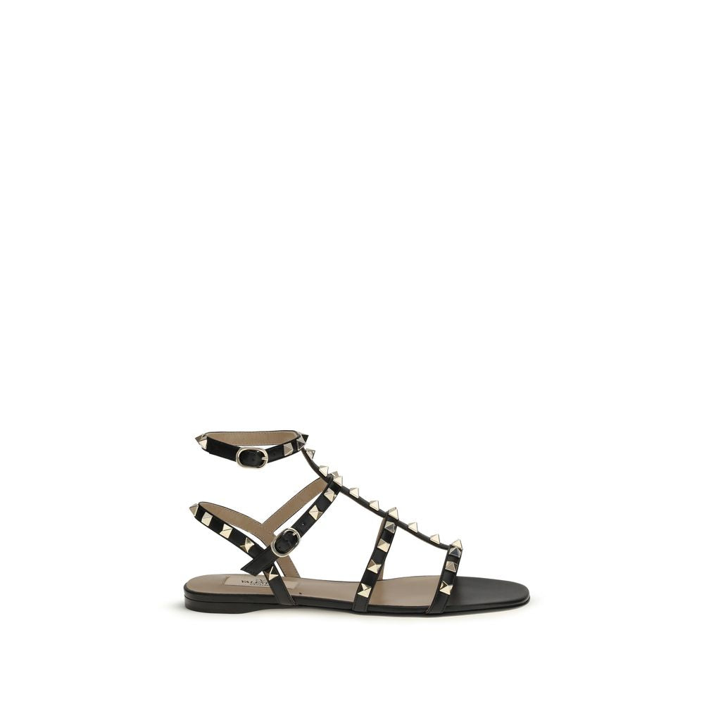 Valentino Garavani Black Calf Leather Bos Taurus Sandals