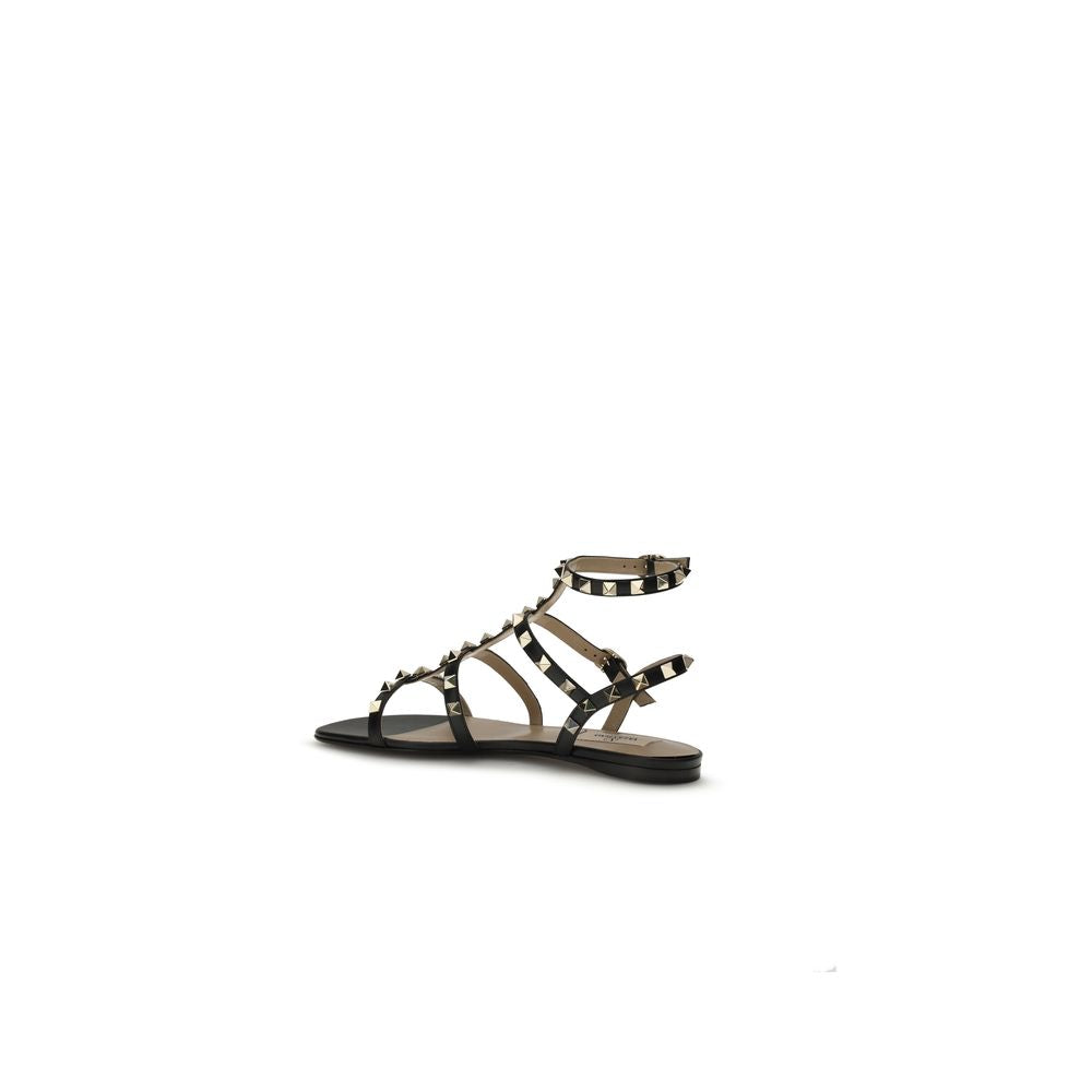 Valentino Garavani Black Calf Leather Bos Taurus Sandals