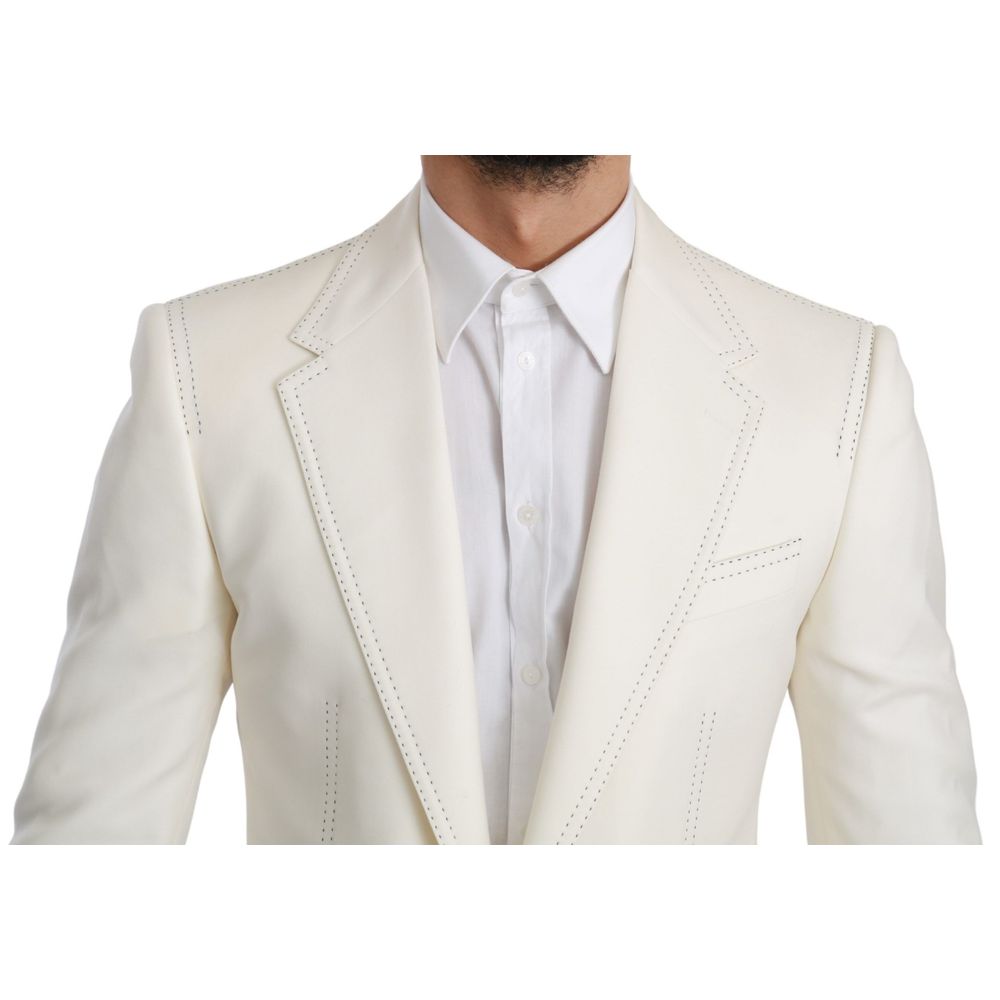 Dolce & Gabbana White Virgin Wool Blazer