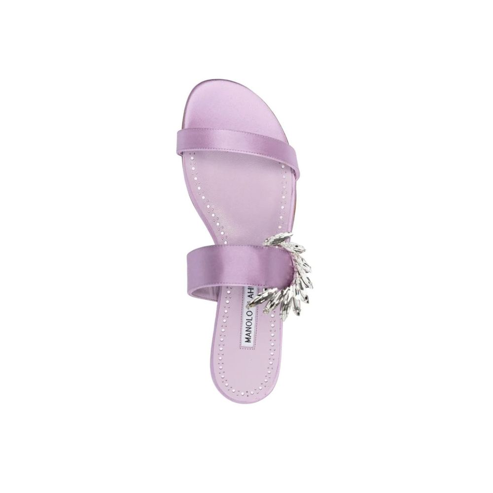 Manolo Blahnik Purple Silk Flat Sandals