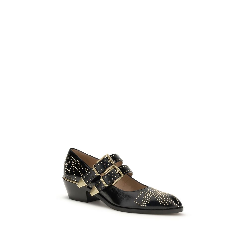 Chloé Black Calf Leather Bos Taurus Ballet Flats