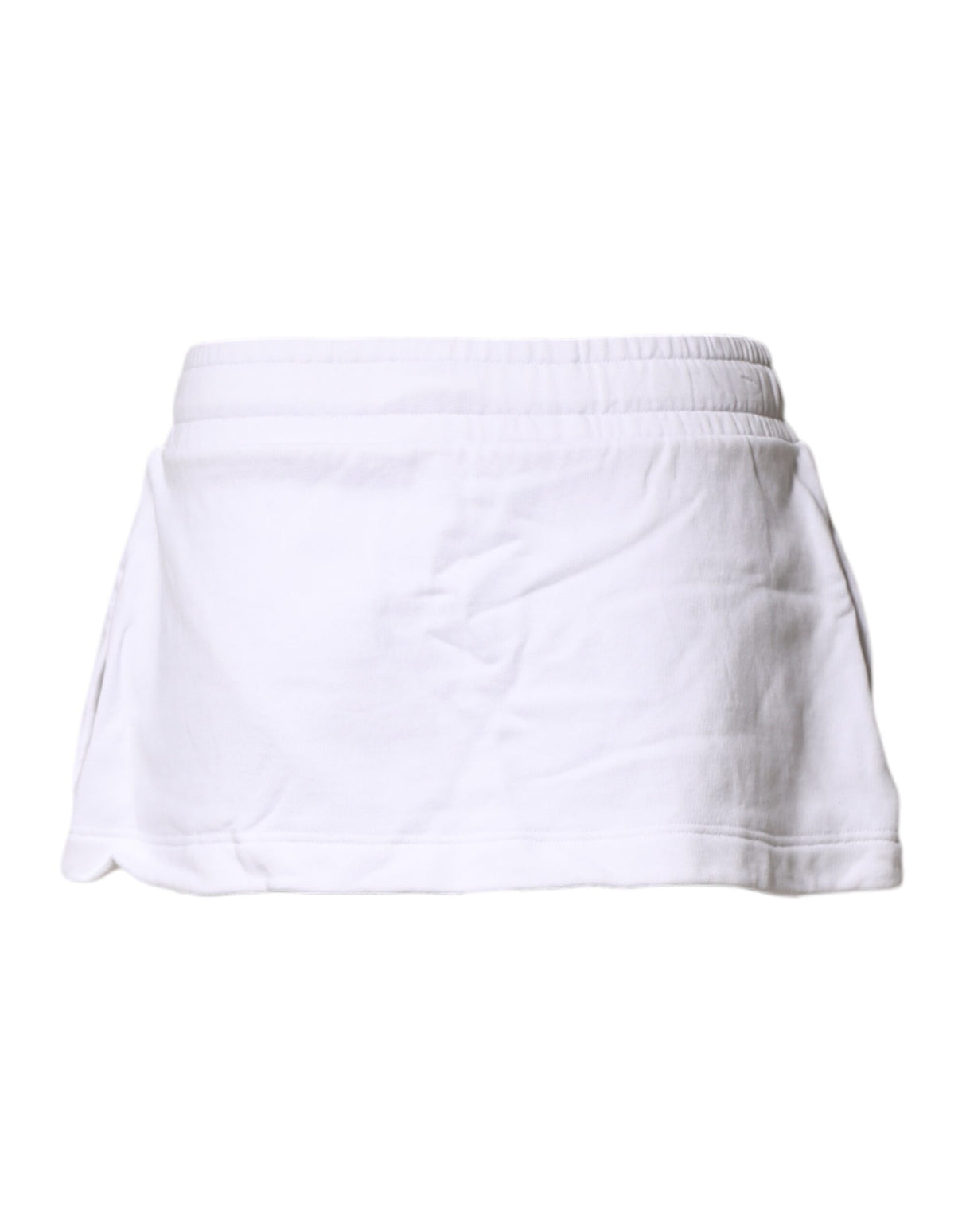 Dolce & Gabbana White Cotton Blend Mid Waist A-line Mini Skirt