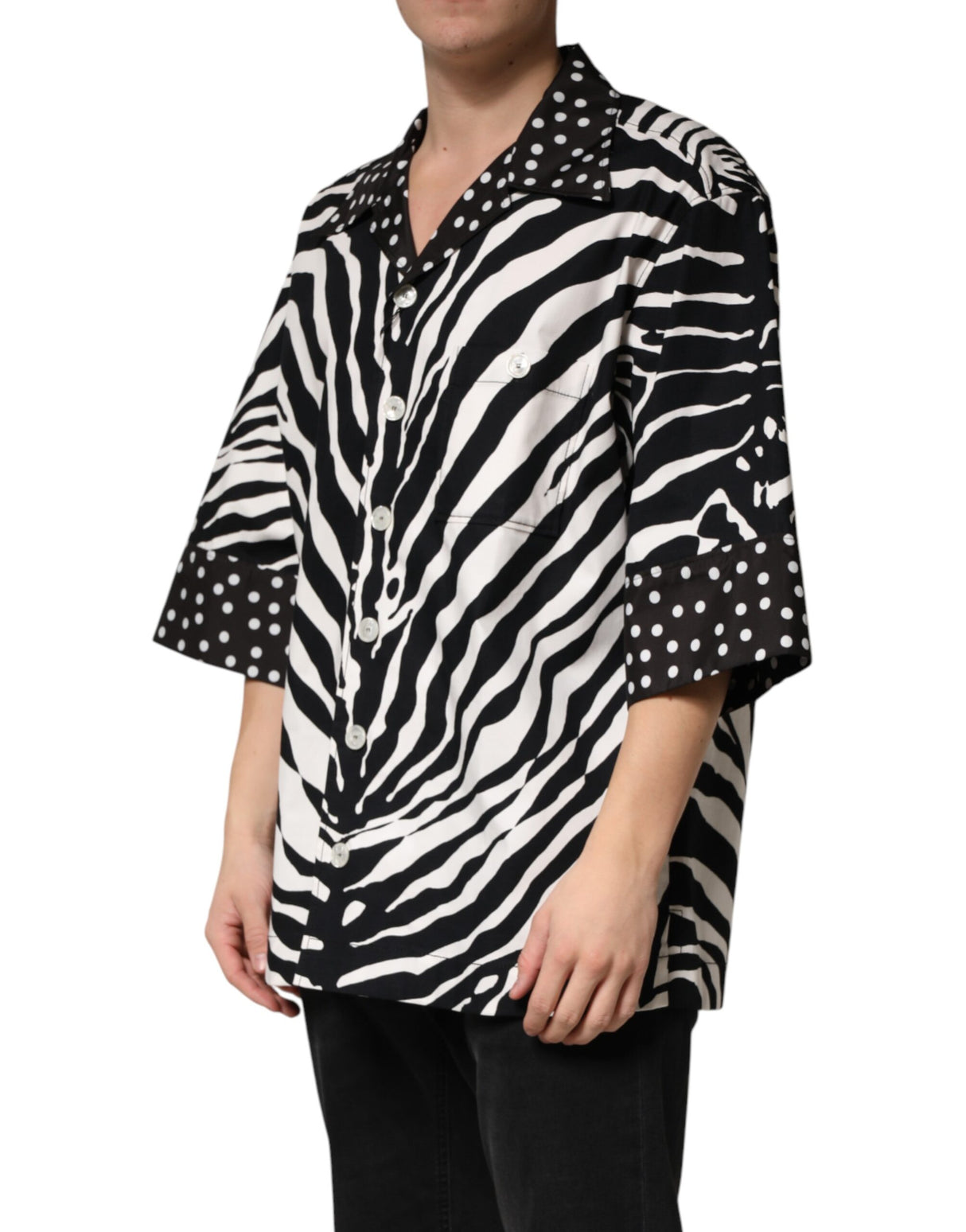 Dolce & Gabbana Black White Zebra ButtonDown Oversize Shirt