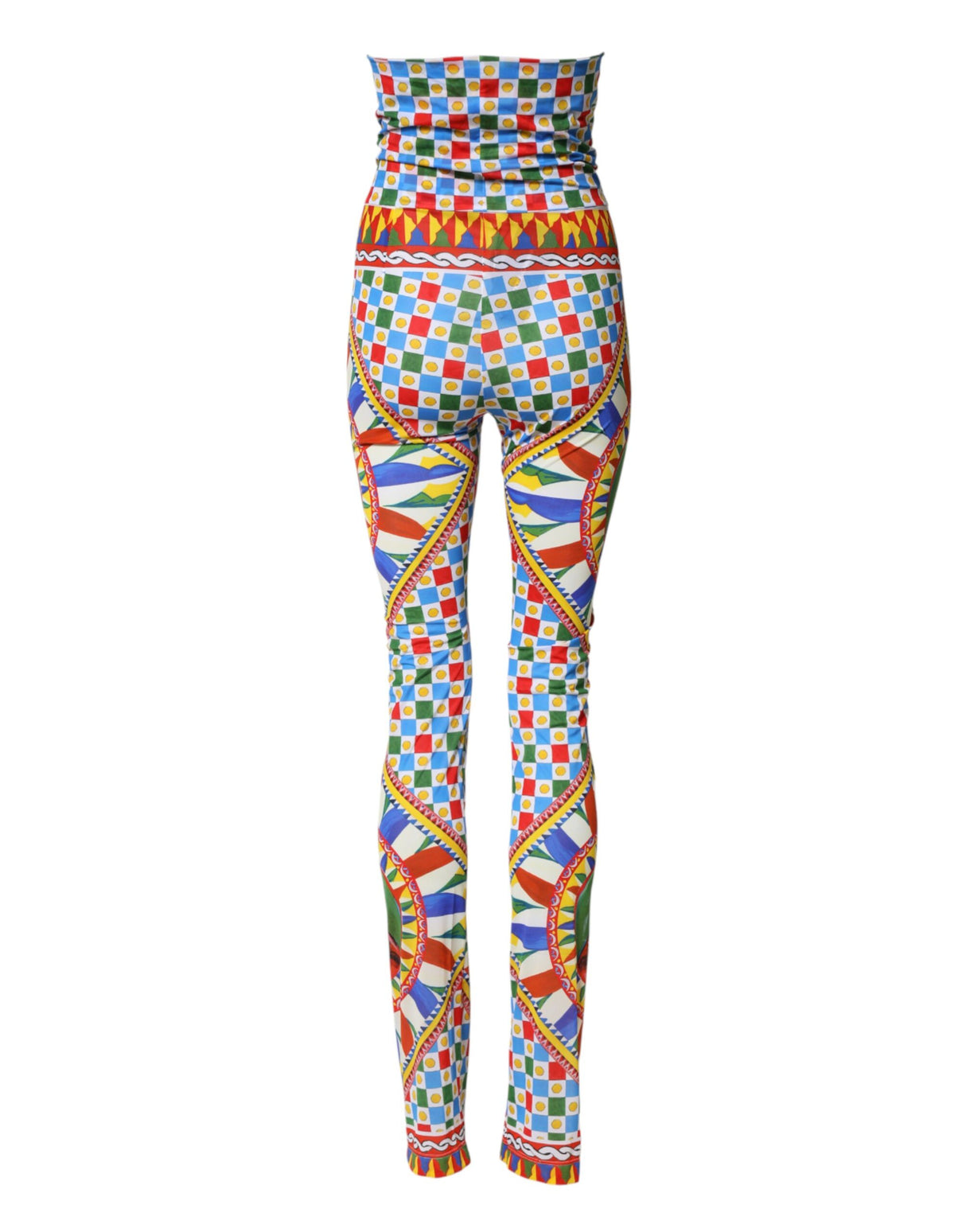 Dolce & Gabbana Multicolor Carretto Leggings High Waist Pants