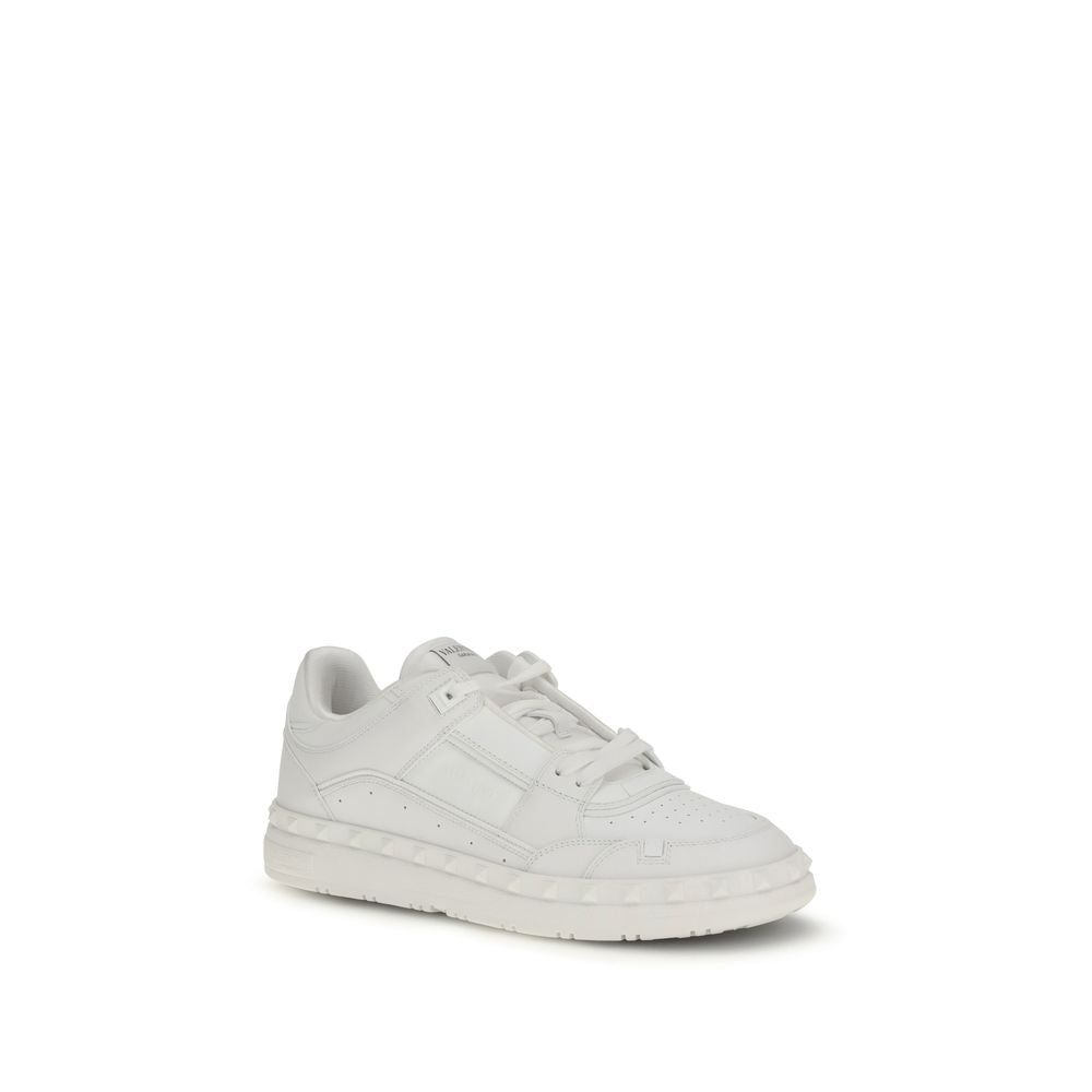 Valentino Garavani White Calf Leather Bos Taurus Low Top Sneakers