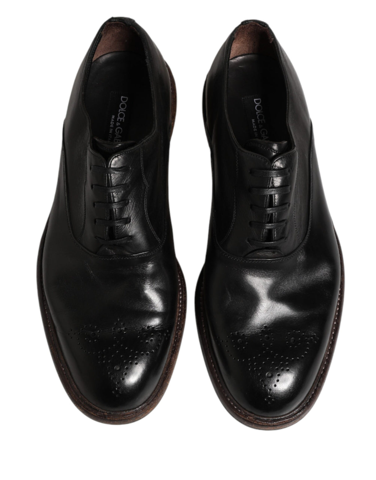 Dolce & Gabbana Black Calfskin Leather Oxford Dress Shoes