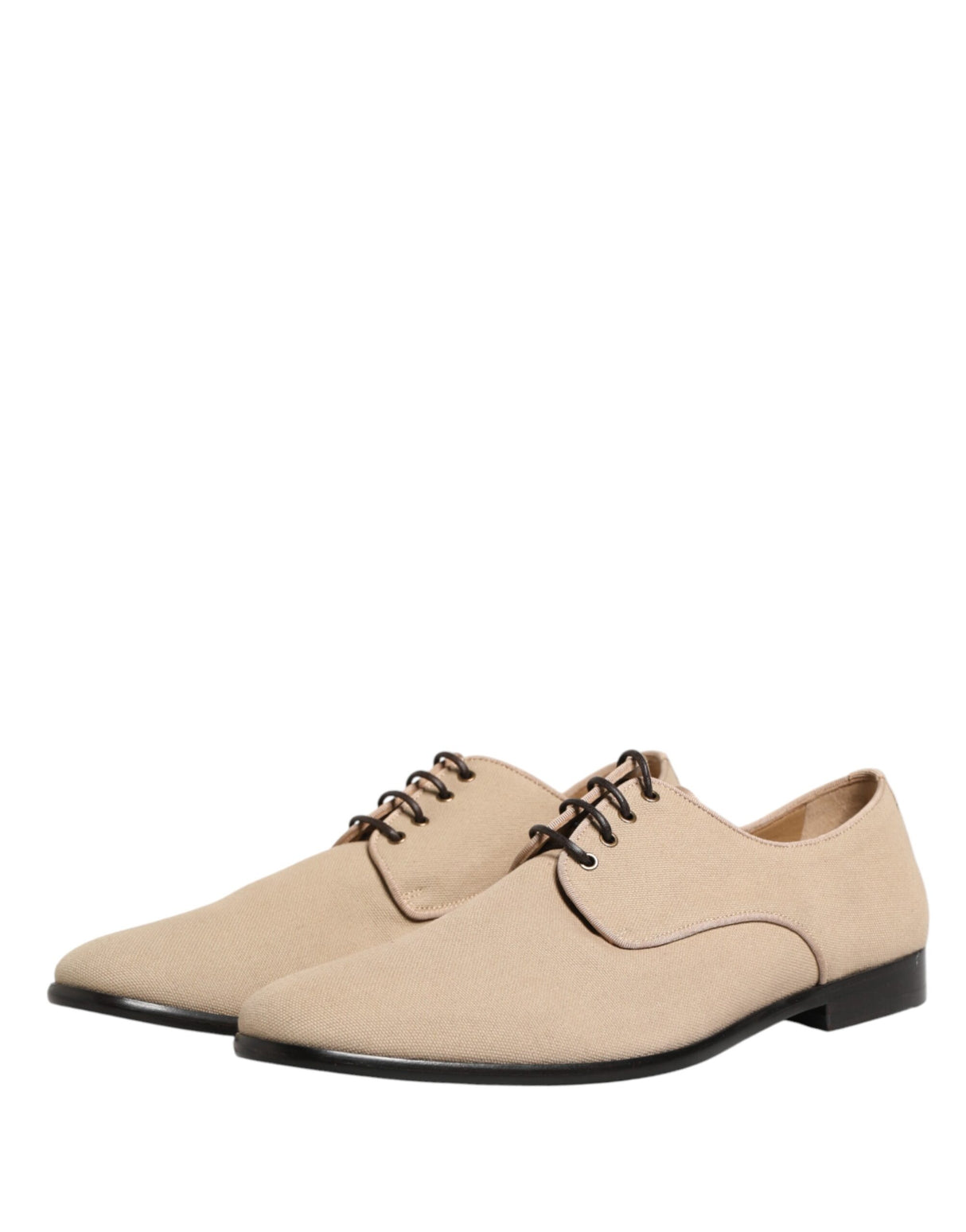 Dolce & Gabbana Beige Canvas Derby Lace Up Dress Men Shoes