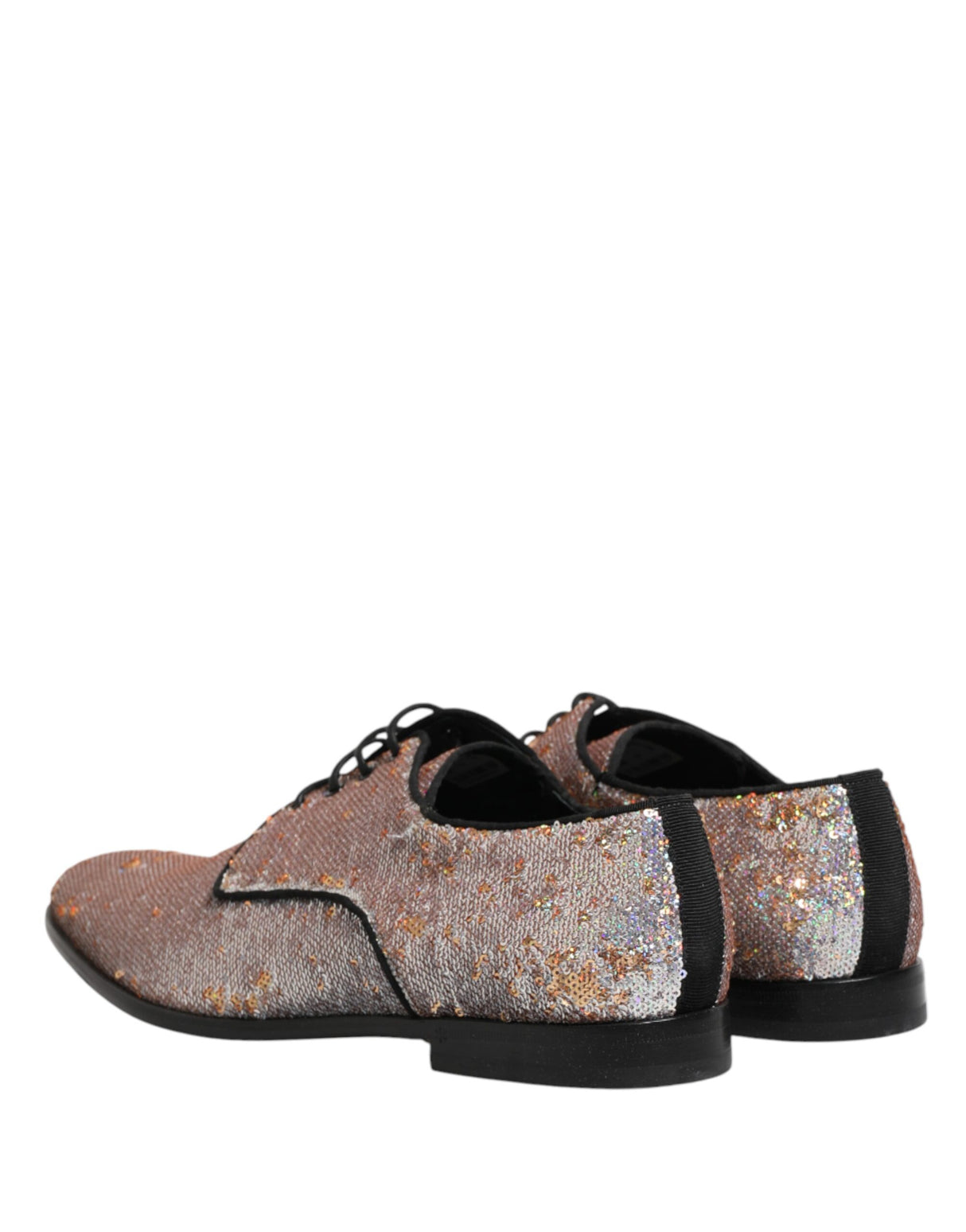 Dolce & Gabbana Silver Sequined Lace Up Men Derby Dress Shoes