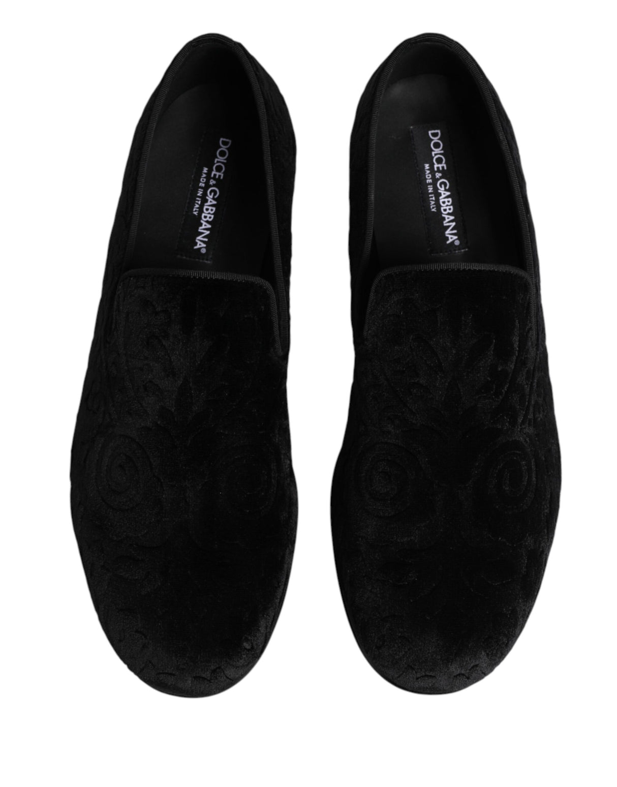 Dolce & Gabbana Black Velvet Slip On Loafers Formal Men Shoes