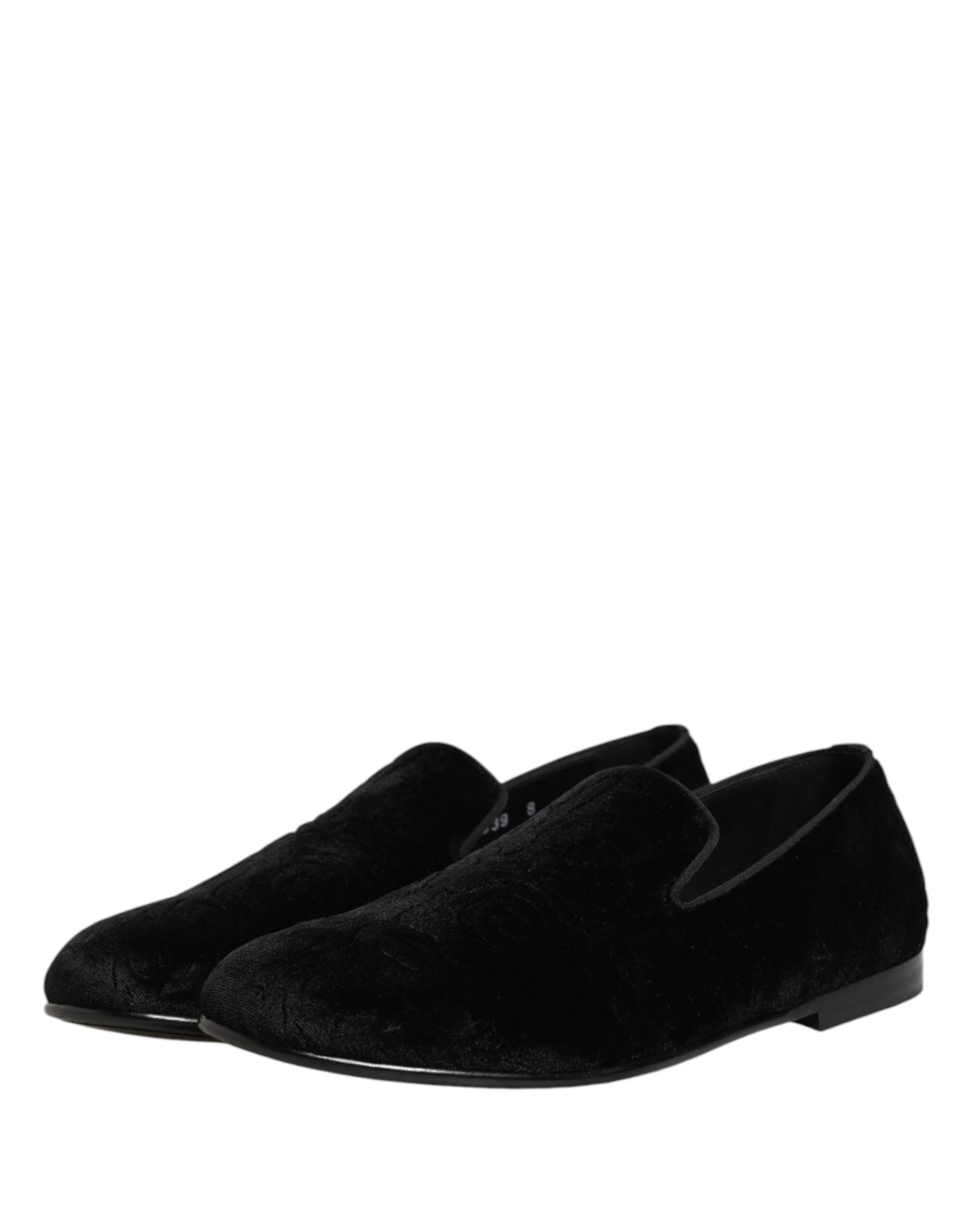 Dolce & Gabbana Black Velvet Slip On Loafers Formal Men Shoes