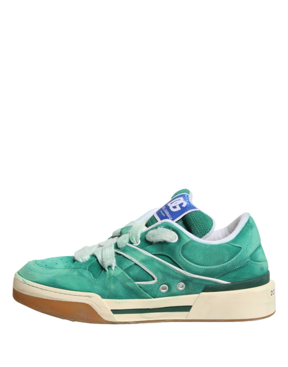 Dolce & Gabbana Green Suede New Roma Low Top Sneakers Shoes
