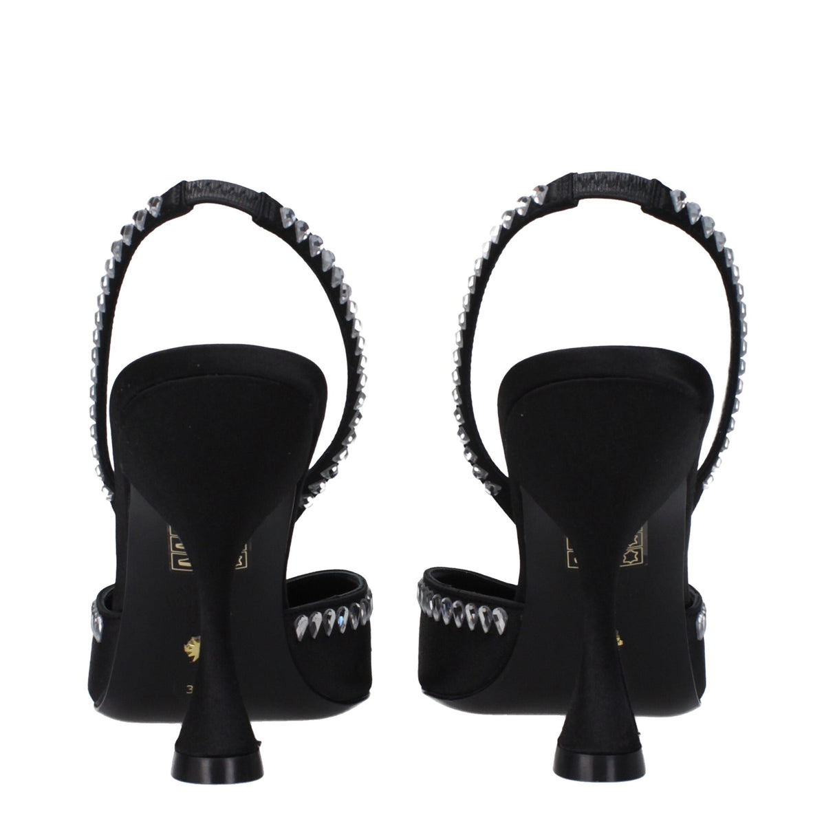 Stuart Weitzman Black Satin Stiletto Heel Sandals