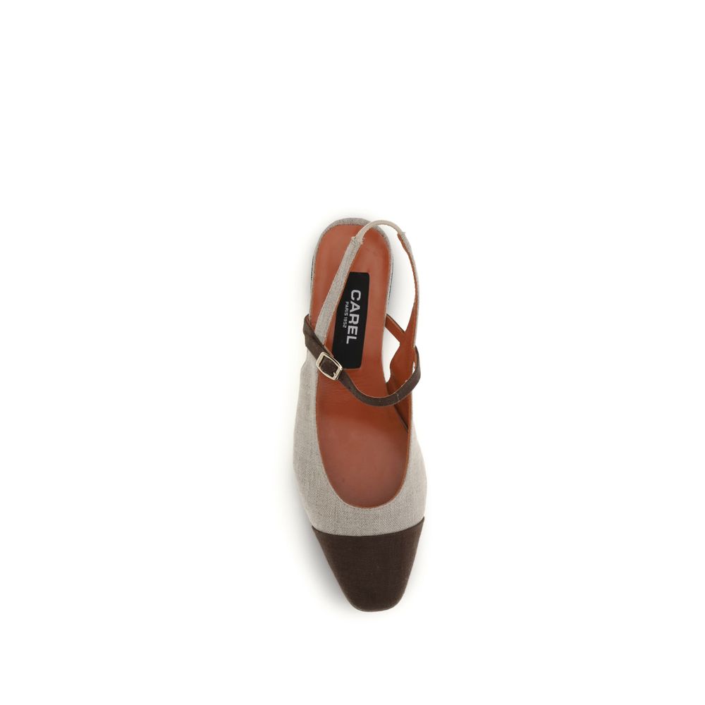 Carel Paris Beige Cotton Ballet Flats