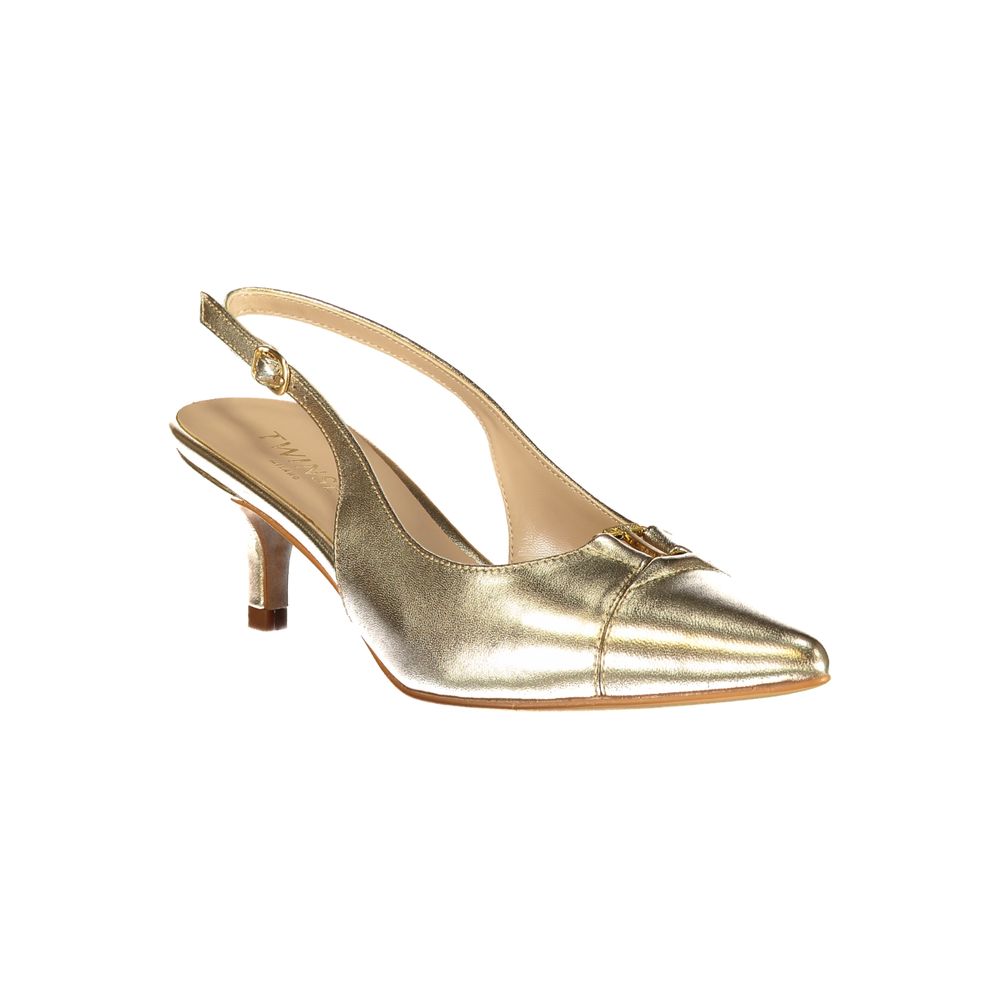 Twinset Gold Leather Women's Sandal