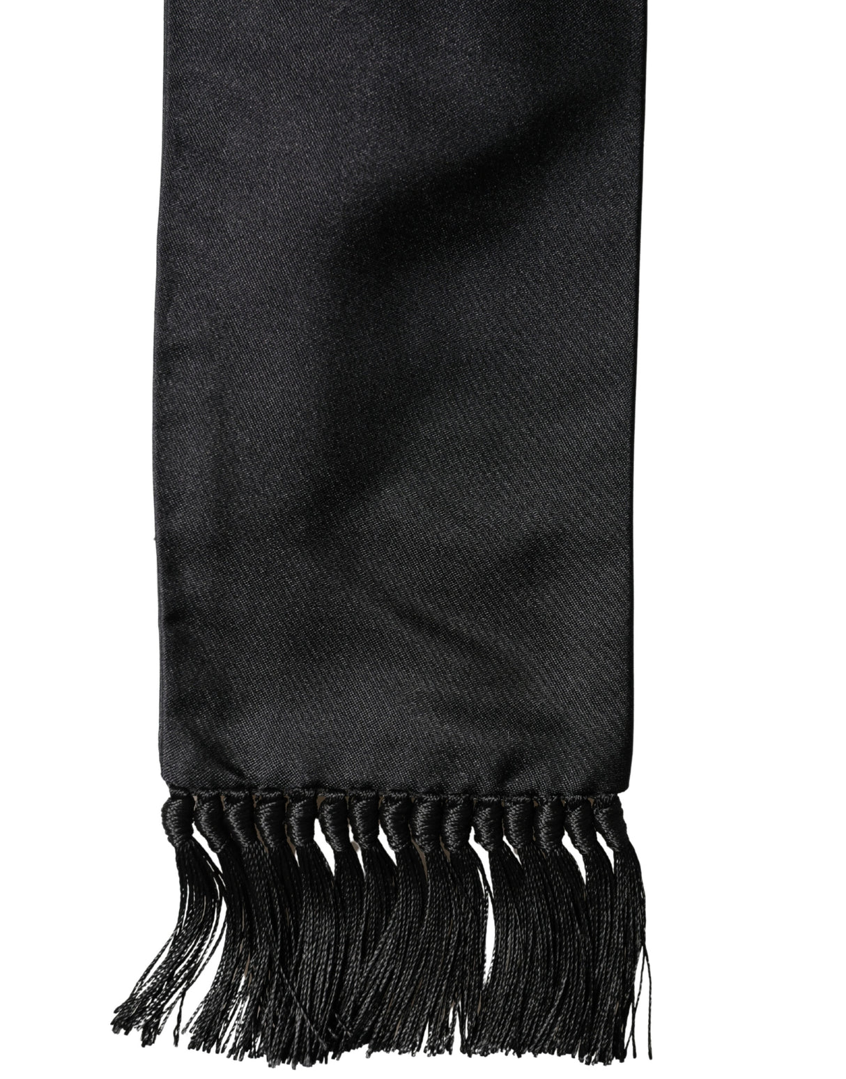 Dolce & Gabbana Black Silk Fringe Neck Wrap Foulard 160.5cm x 8cm Scarf