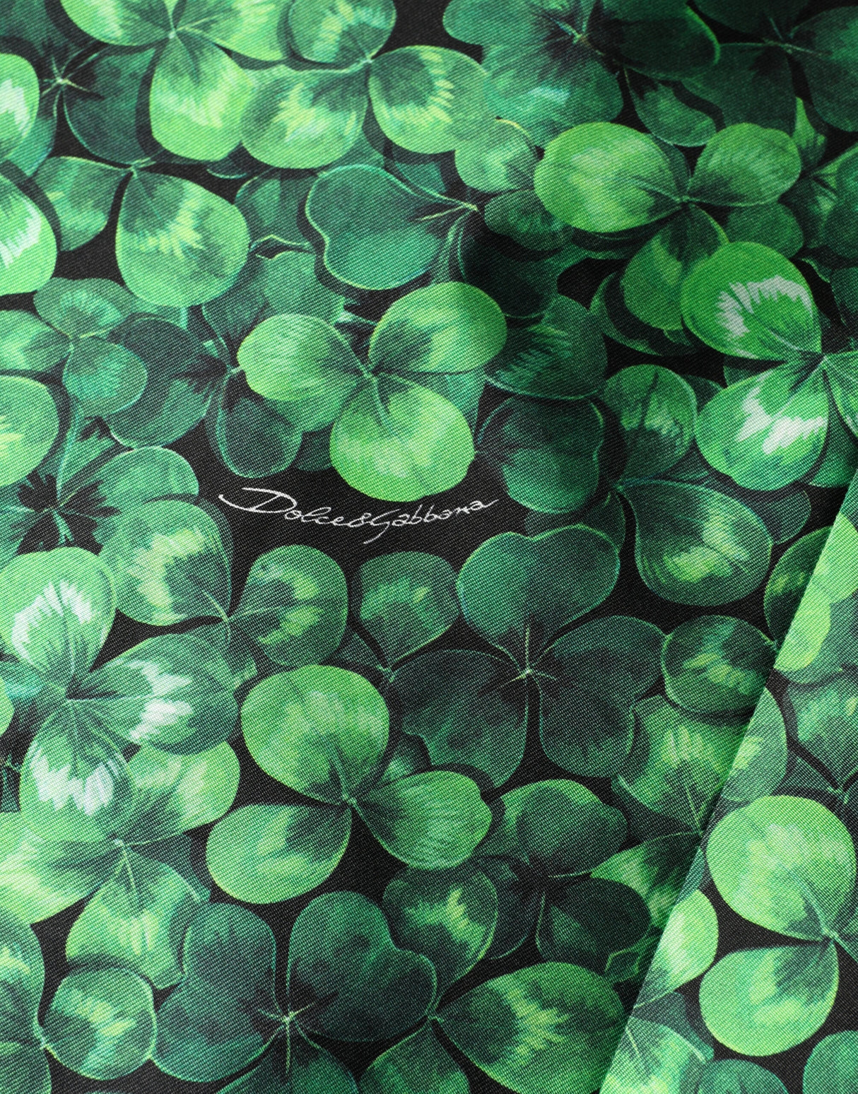 Dolce & Gabbana Green Clover Print Sleeveless A-Line Dress