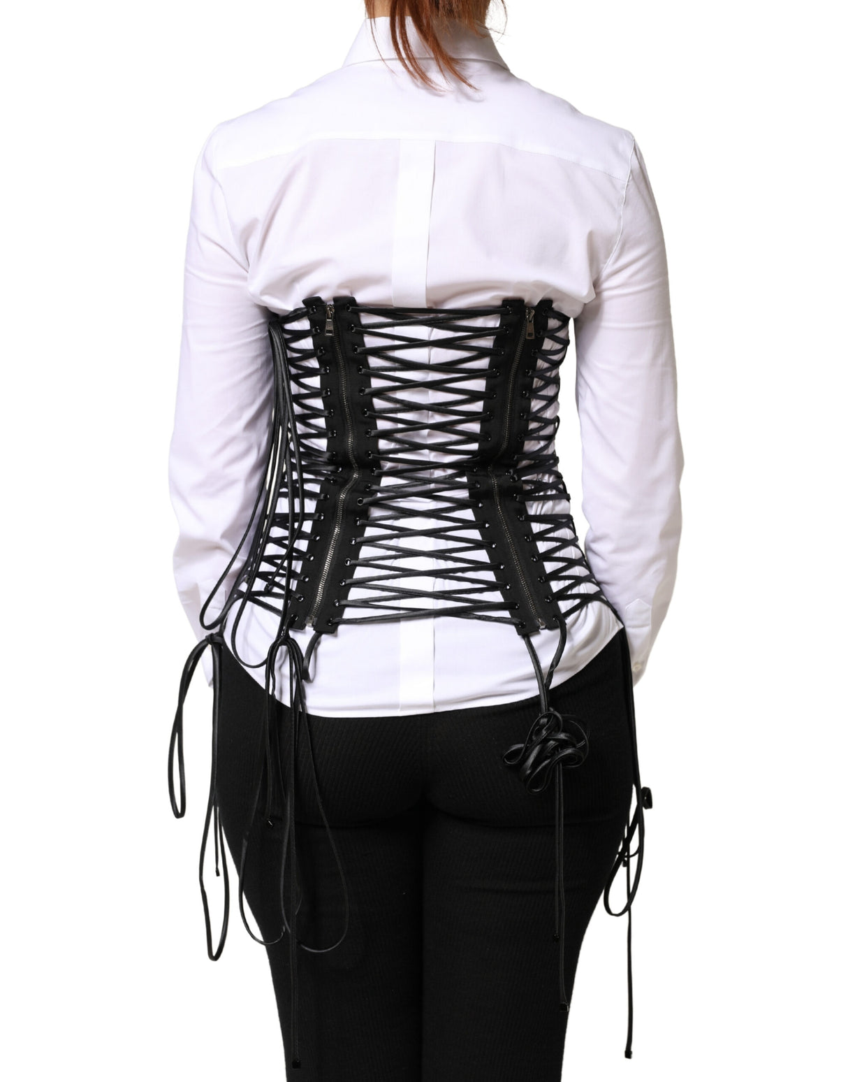 Dolce & Gabbana Black Lace-Up Drawstring Bustier Corset Top