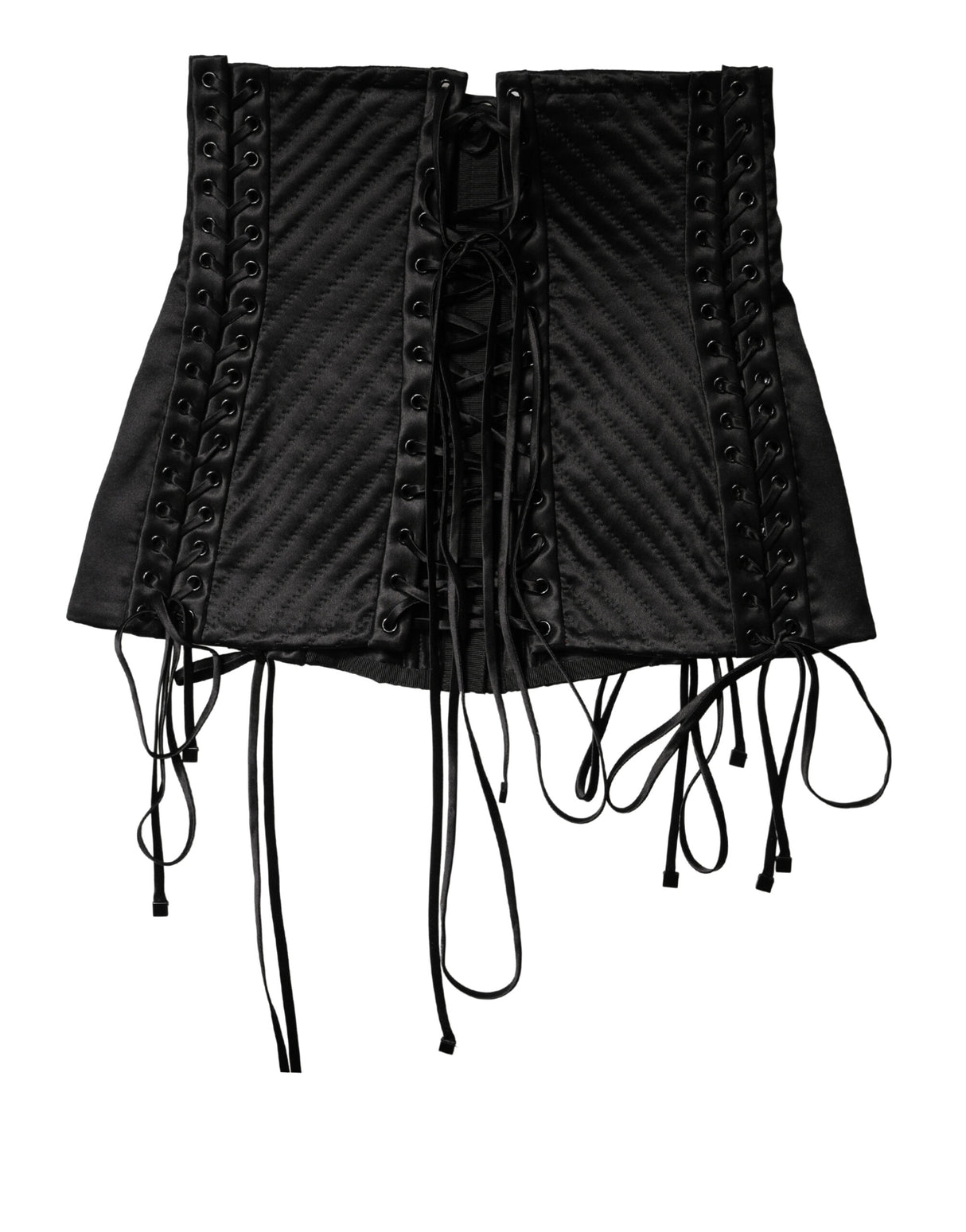 Dolce & Gabbana Black Silk Lace-Up Waist Cincher Corset Top