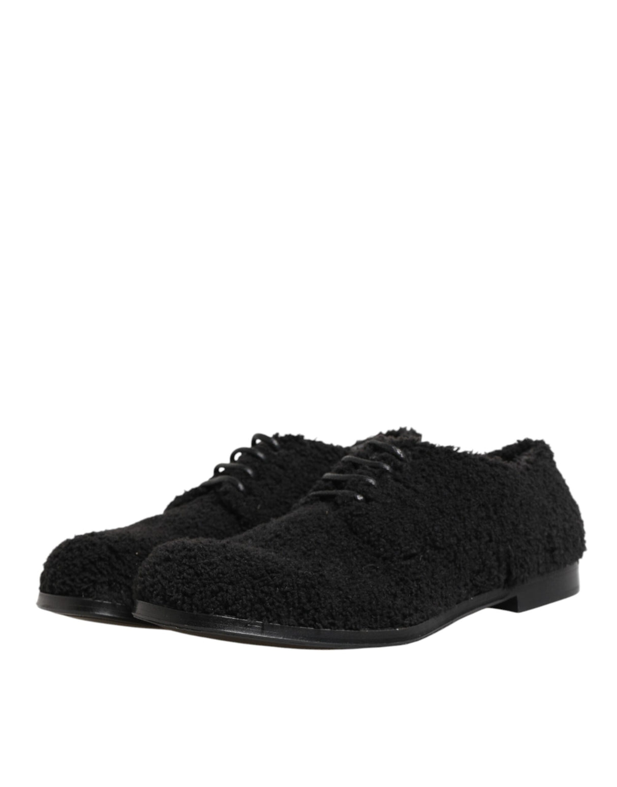 Dolce & Gabbana Men Black Riccio Shearling Dress Derby Shoes