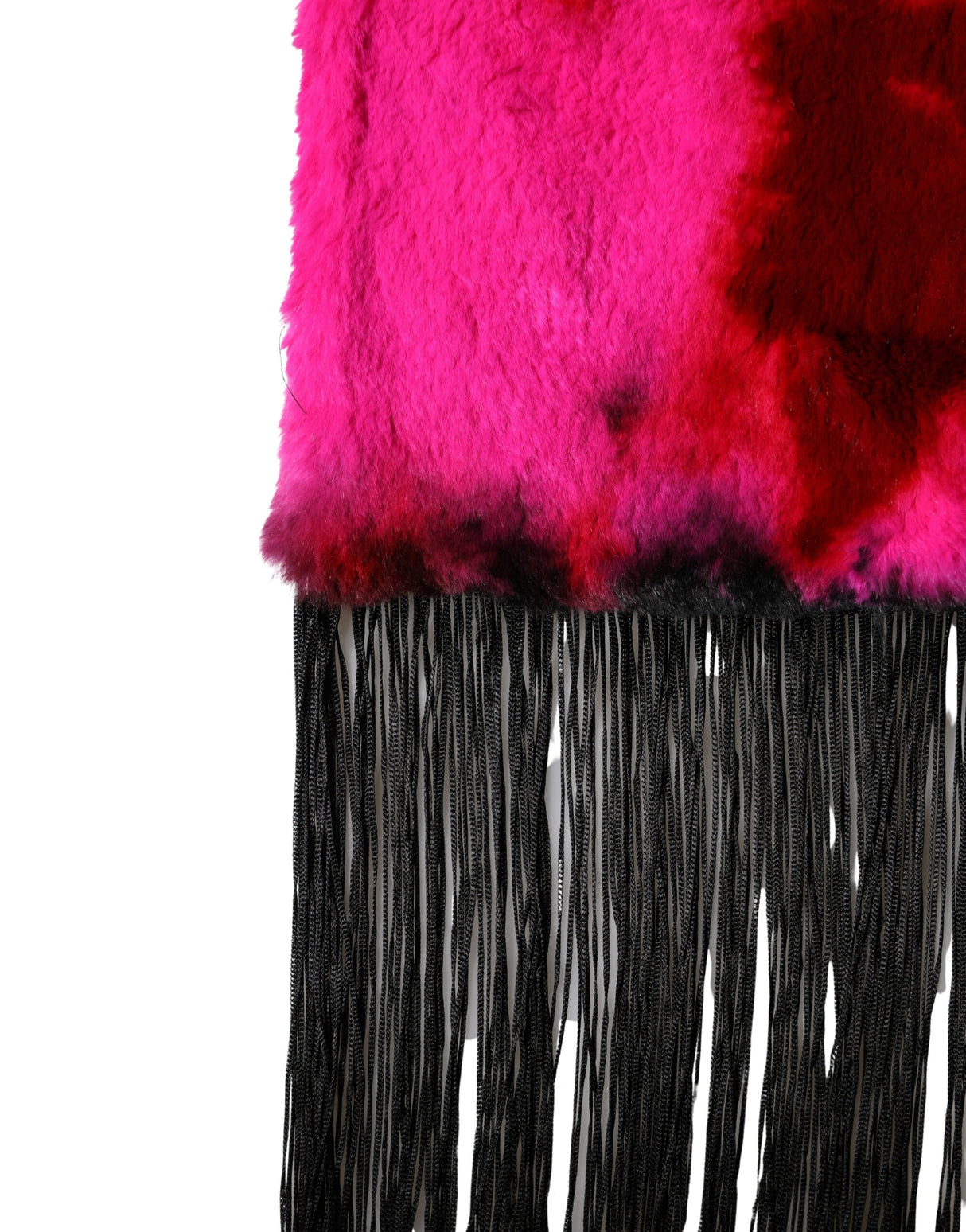 Dolce & Gabbana Pink Black Faux Fur Neck Wrap Fringes 200cm x 59cm Scarf